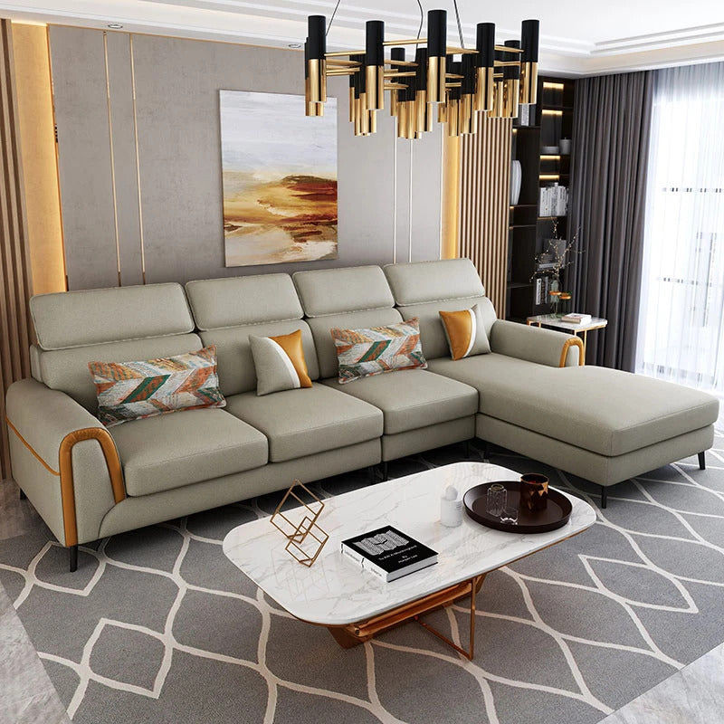 Designer Sofa Set:- Luxury Furniture L Shape Sofa Set in Fabric
