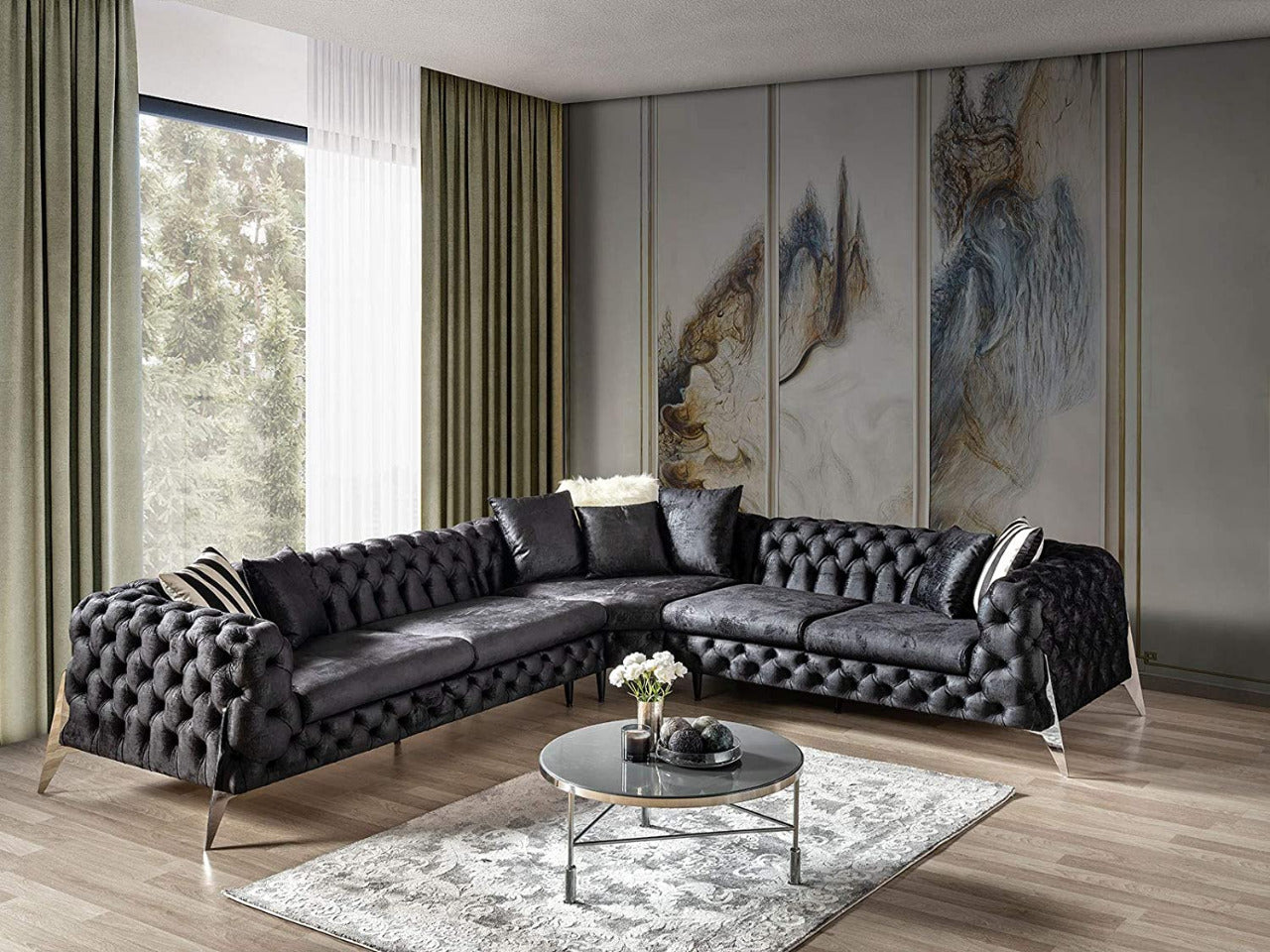 Designer Sofa Set:- Liberty L Shape Fabric 6 Seater Luxury Furniture Sofa Set