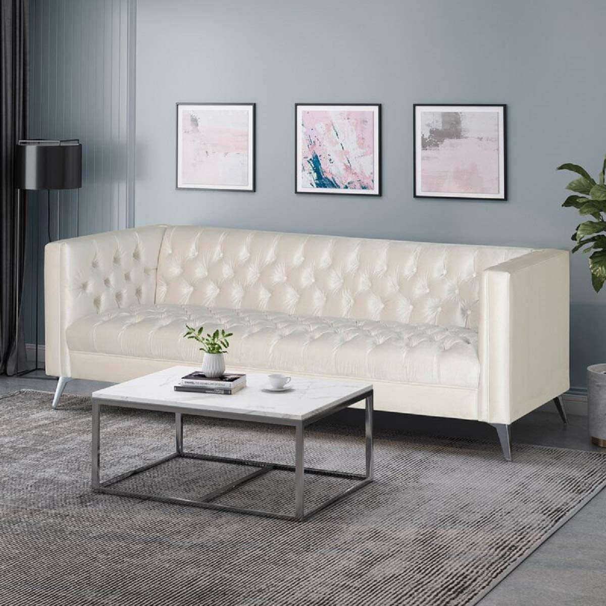 Designer Sofa Set:- Logue 3 Seater Velvet Fabric Luxury Furniture Sofa Set