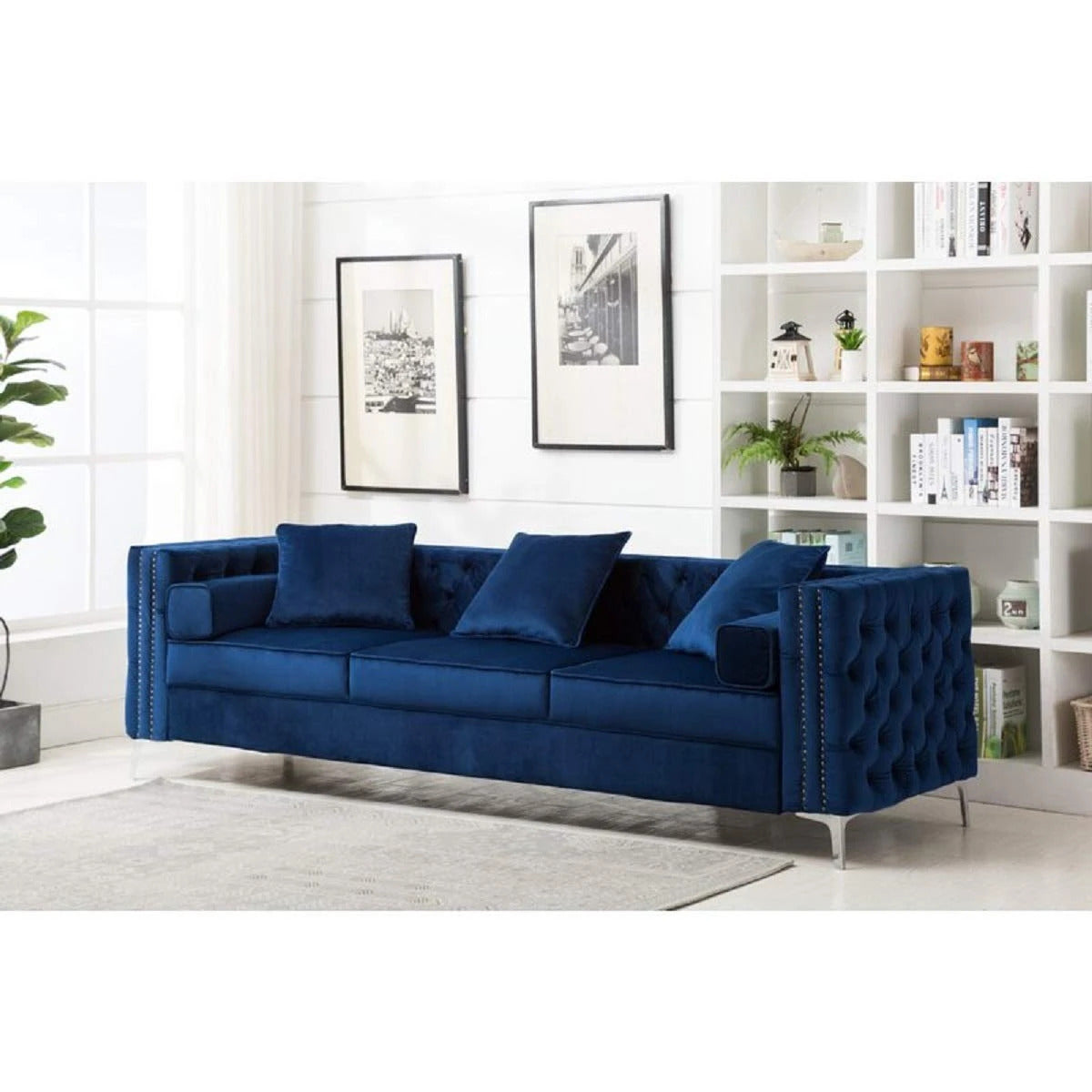 Designer Sofa Set:- Logue 3 Seater Velvet Fabric Luxury Furniture Sofa Set