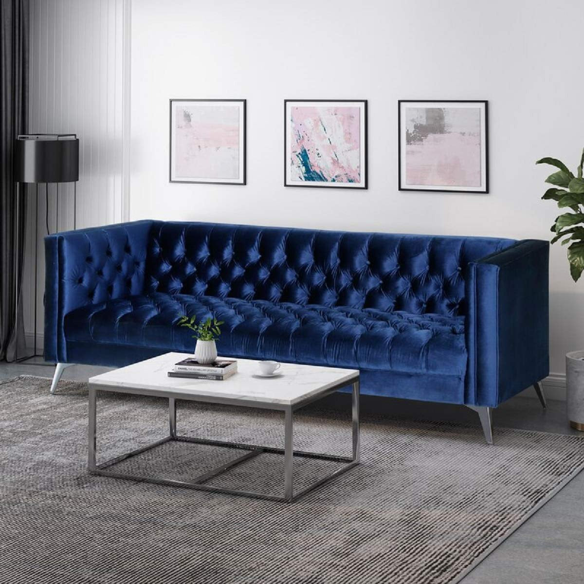 Designer Sofa Set:- Logue 3 Seater Velvet Fabric Luxury Furniture Sofa Set