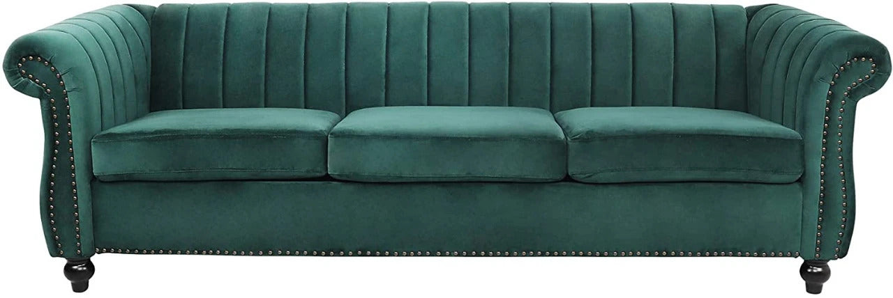Designer Sofa Set:- 3 Seater Velvet Fabric Luxury Furniture Sofa Set