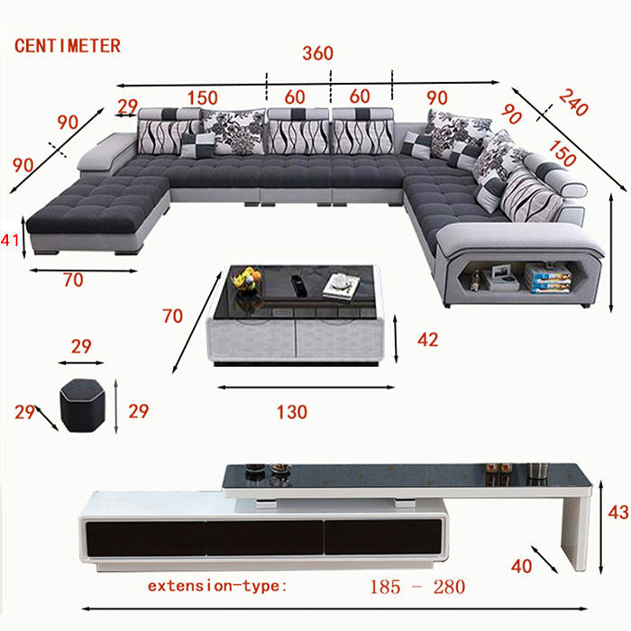 Designer Sofa Set:- Modern Half Leatherette Sectional 9 Seater Sofa Set (Silver & Grey)