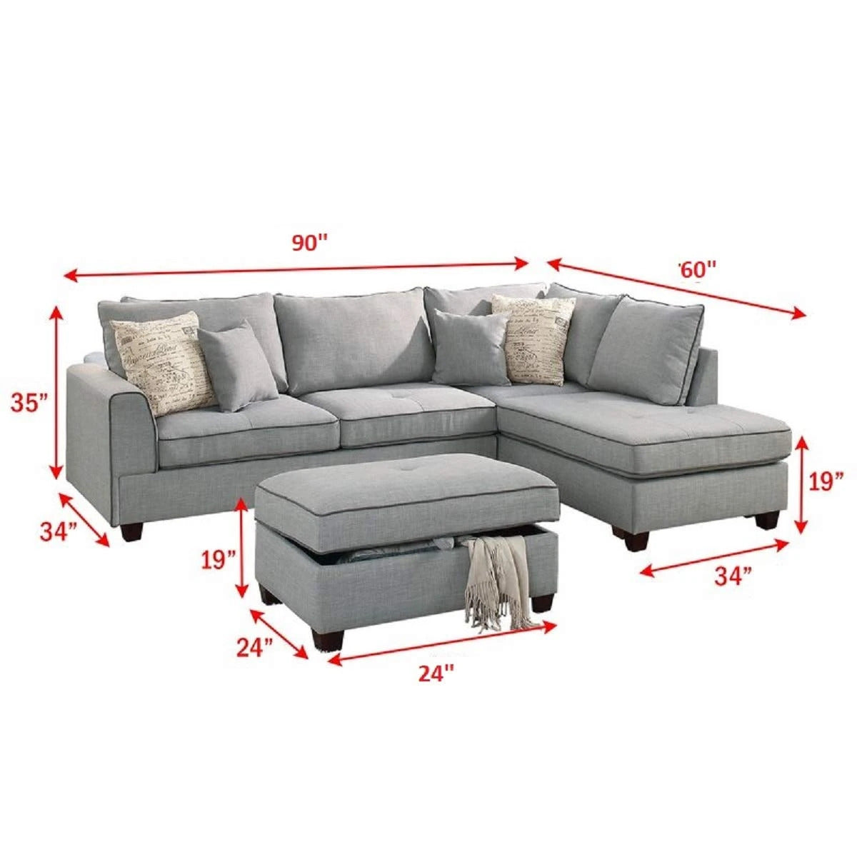 Designer Sofa Set:- Ray L shape 5 Seater Fabric Luxury Furniture Sofa Set