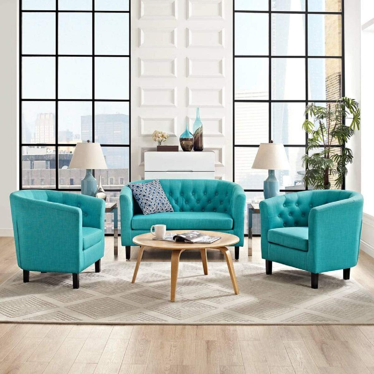 Designer Sofa Set:- ZIAA 3+1+1 Fabric Luxury Furniture Sofa Set