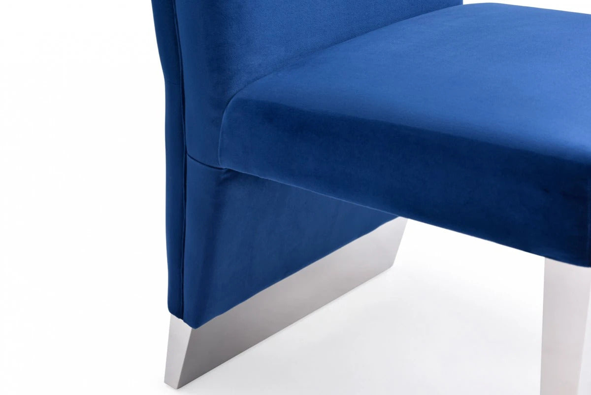 Dining Chair BERRY Blue Velvet & Stainless Steel Dining Chair (Set of 2)