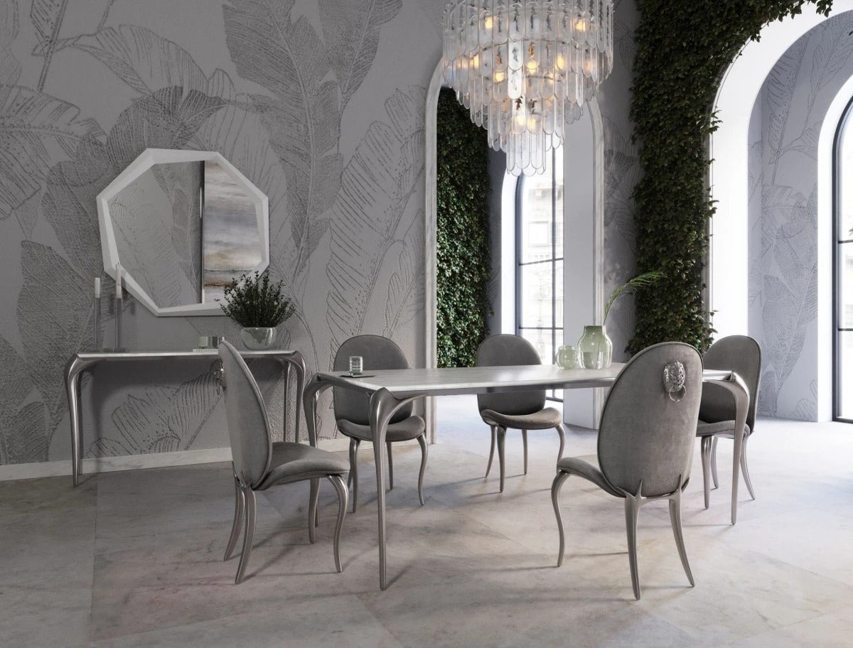 Dining Chair TOX Modern Grey Velvet Dining Chair Set of 2