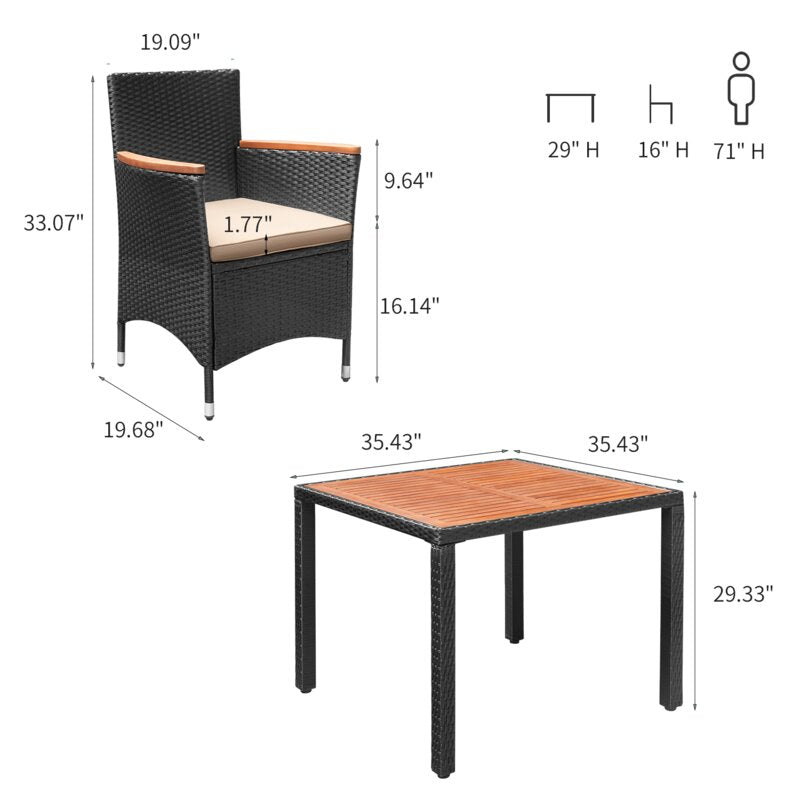 Dining Set: 35.43'' Long 4 Seater Dining Set