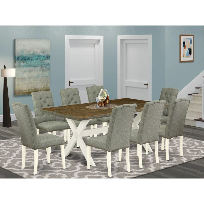 Dining Set: Acacia Solid Wood 8 Seater Dining Set