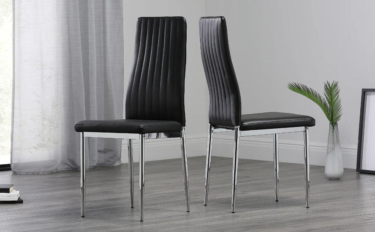 Dining Set : Dining Table with 4 Leon Black Leatherette Chairs