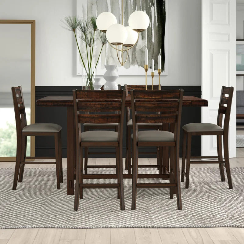 Dining Set: Dining Table with 6 Chairs Counter Height Dining Set