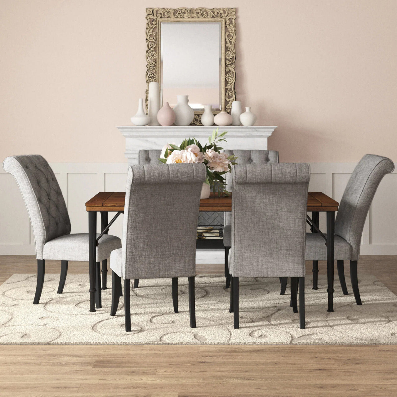 Dining Set: Dining Table with 6 Chairs Dining Set