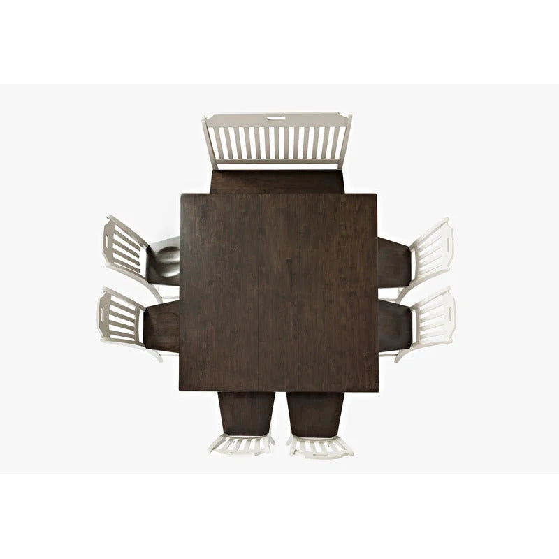 Dining Set: Dining Table with 6 Chairs Rubberwood Solid Wood Dining Set