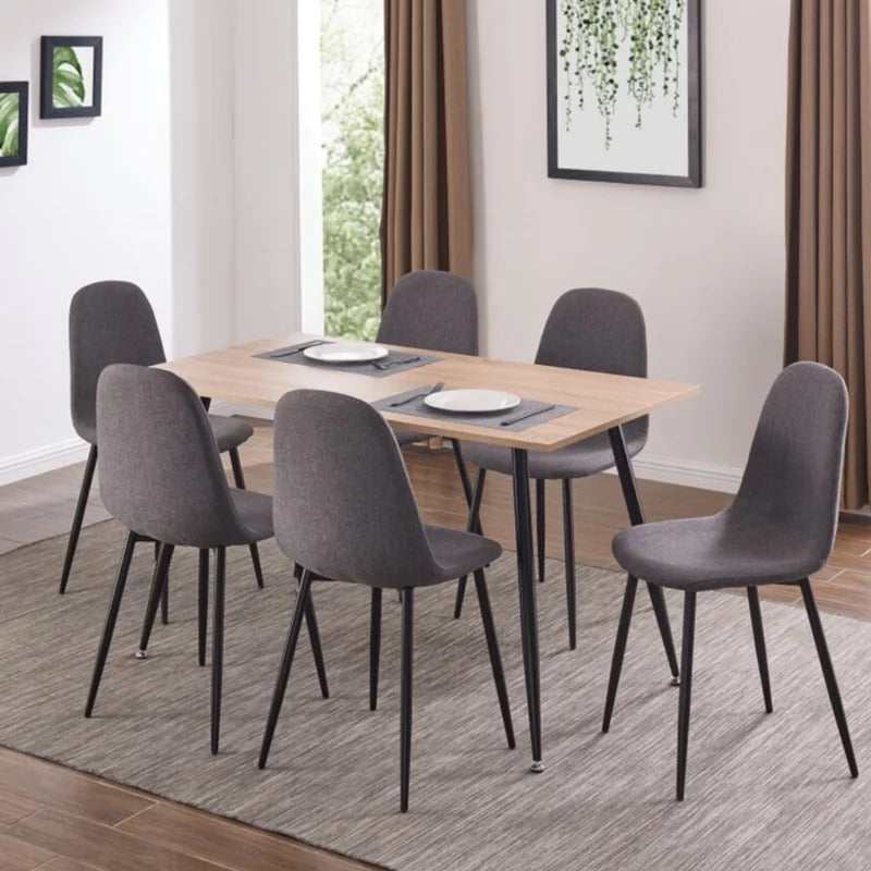 Dining Set: Dining Table with 6 Chairs Wood Dining Set