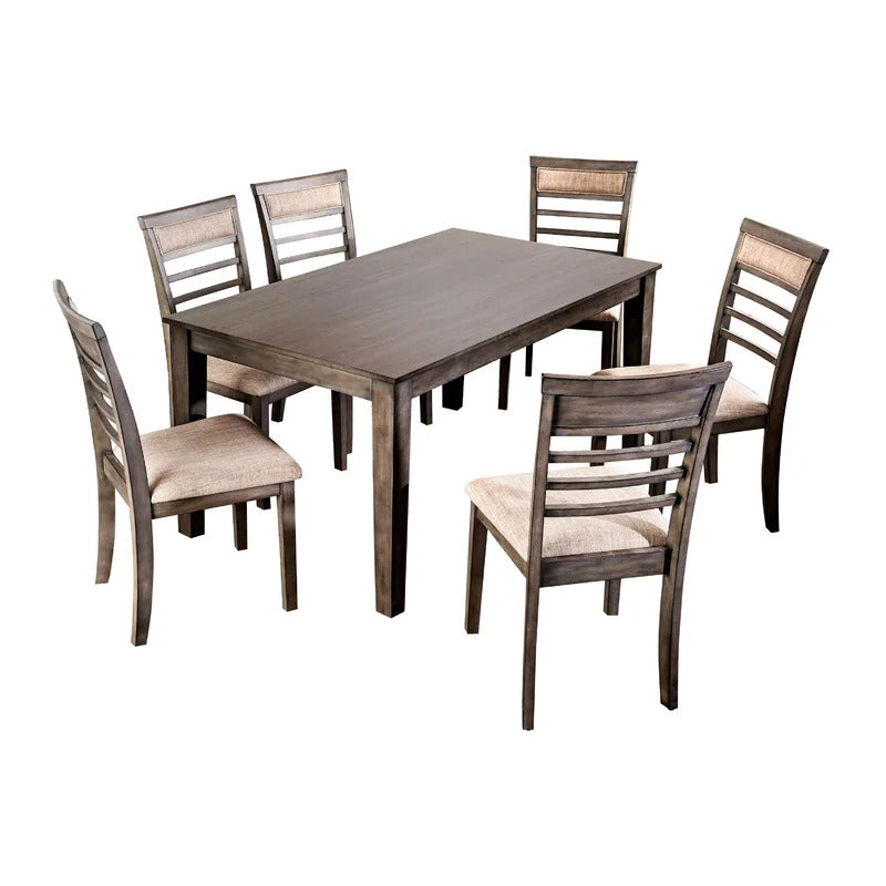 Dining Set: Dining Table with 6 Chairs Wood Dining Set