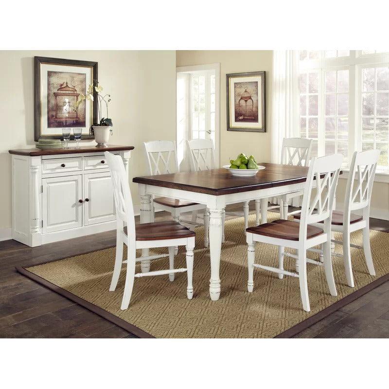 Dining Set: Dining Table with 6 Chairs Wooden Extendable Dining Set
