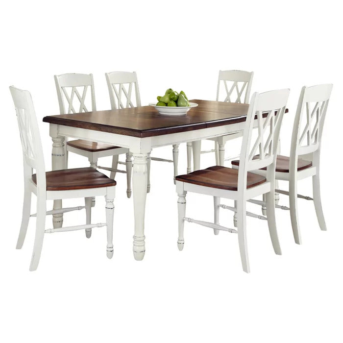 Dining Set: Dining Table with 6 Chairs Wooden Extendable Dining Set