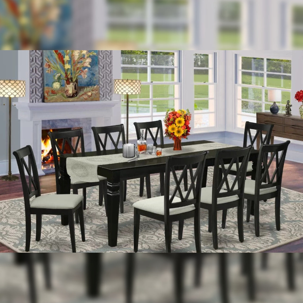 Dining Set Extendable Solid Wood 8 Seater Dining Set