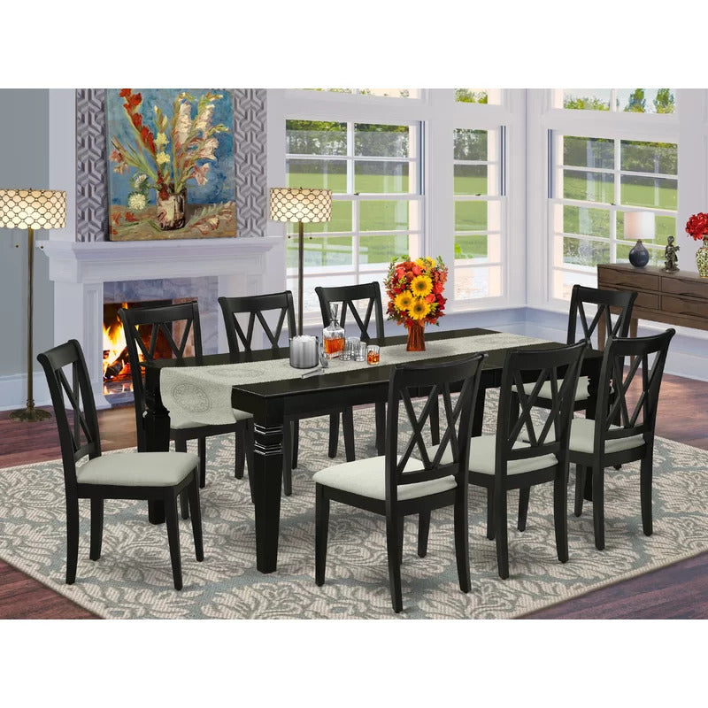 Dining Set: Extendable Solid Wood 8 Seater Dining Set
