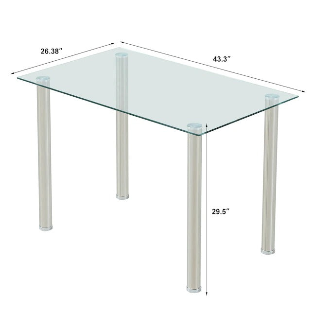 Dining Set: JACK Square Glass and Chrome Dining Table with 2 Leon Chairs