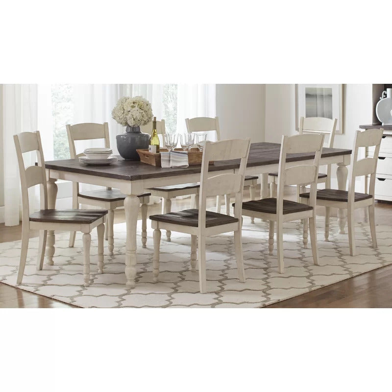 Dining Set: Leaf Pine Solid Wood 8 Seater Dining Set