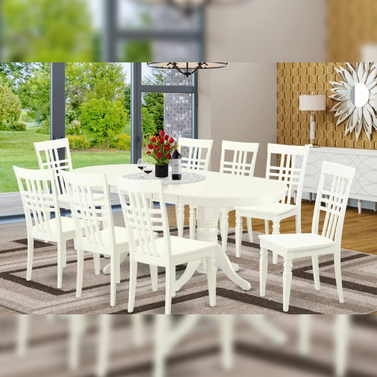 Dining Set Leaf Rubberwood 8 Seater Dining Set