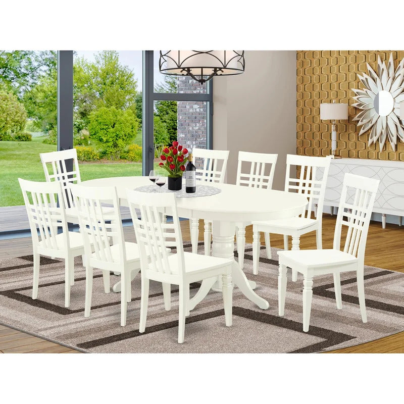 Dining Set: Leaf Rubberwood 8 Seater Dining Set