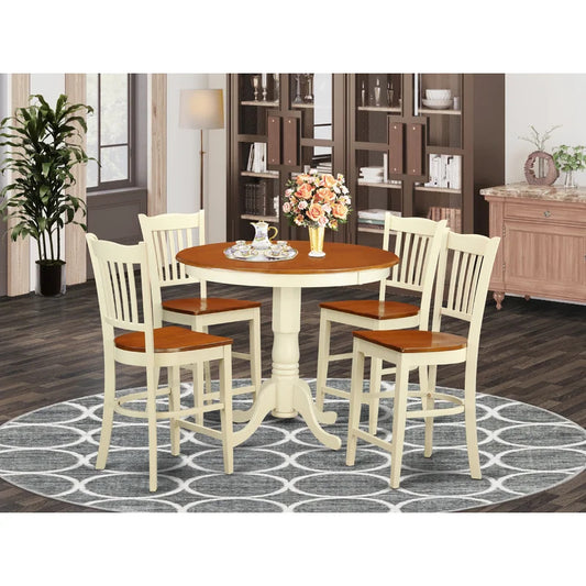 Dining Set: Person Counter Height Rubberwood Solid Wood Dining Set