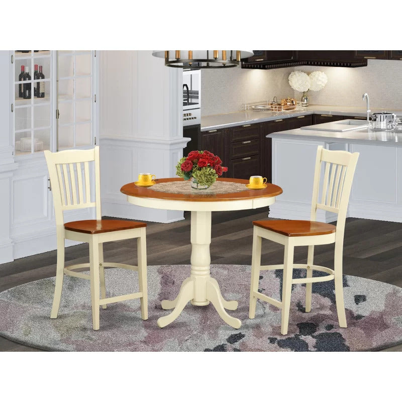 Dining Set: Person Counter Height Rubberwood Solid Wood Dining Set