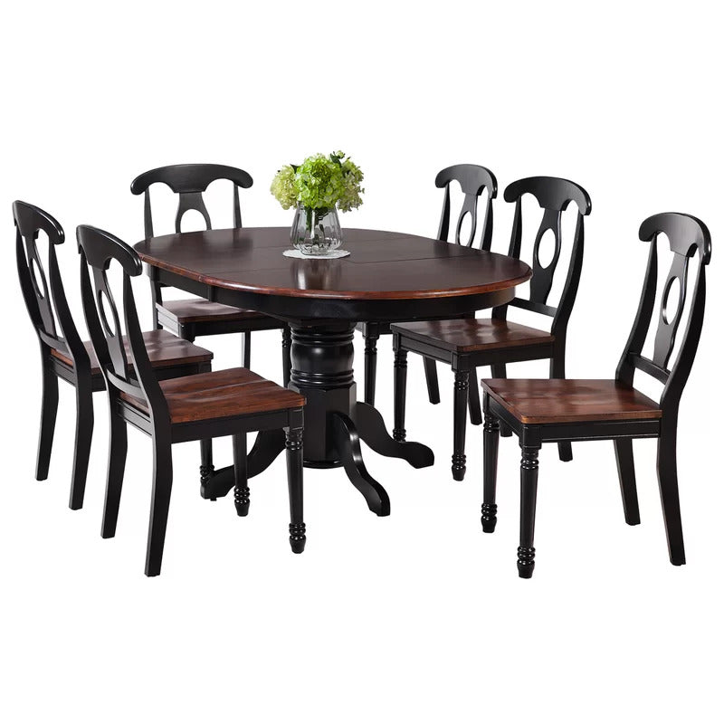 Dining Set: Round Dining Table, Solid Wood 6 Seater Dining Set