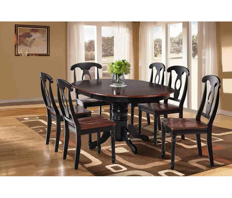 Dining Set: Round Dining Table, Solid Wood 6 Seater Dining Set