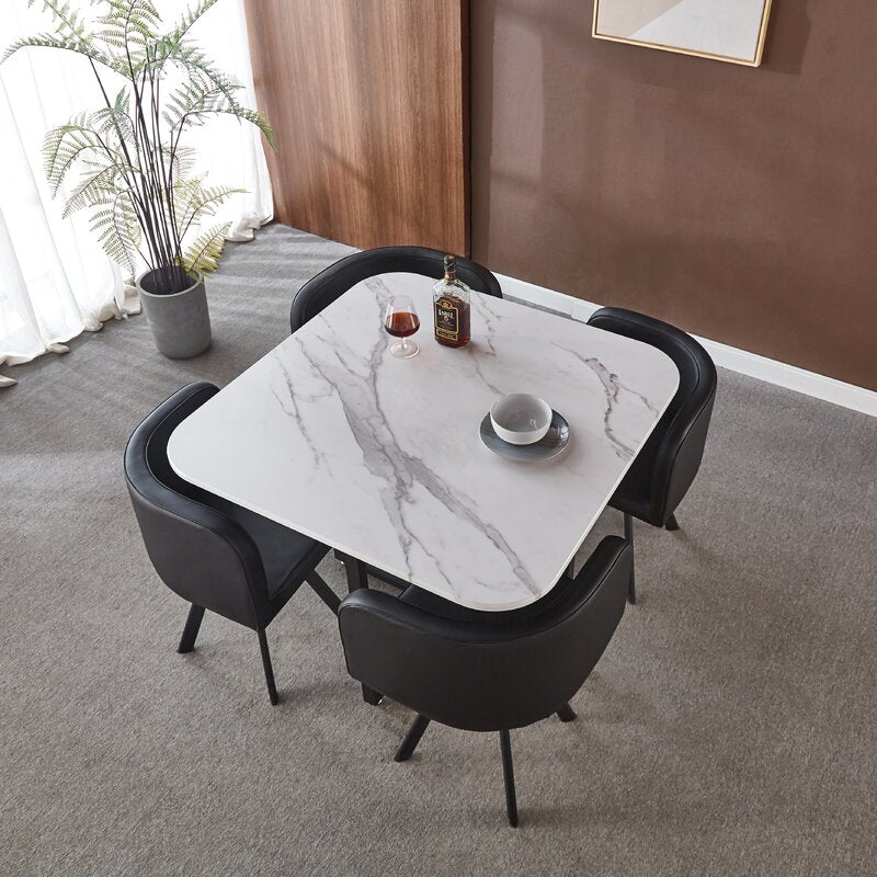 Dining Set: Square Dining Table with 4 Chairs