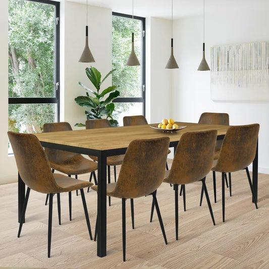 Dining Set: Warm Wood Grain 8 Seater Dining Set