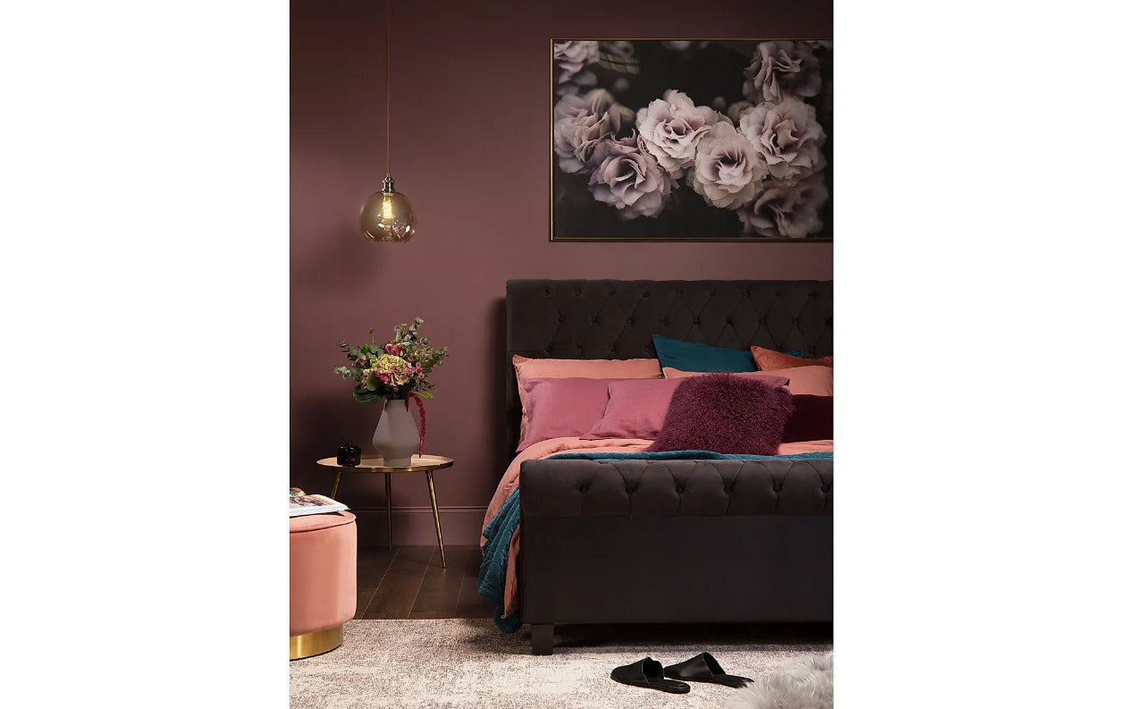 Double Bed: Black Velvet Double Bed