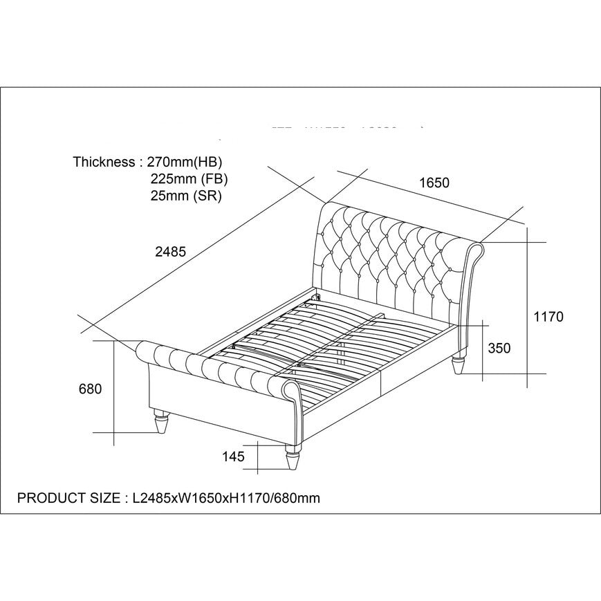 Double Bed Black Velvet Double Bed