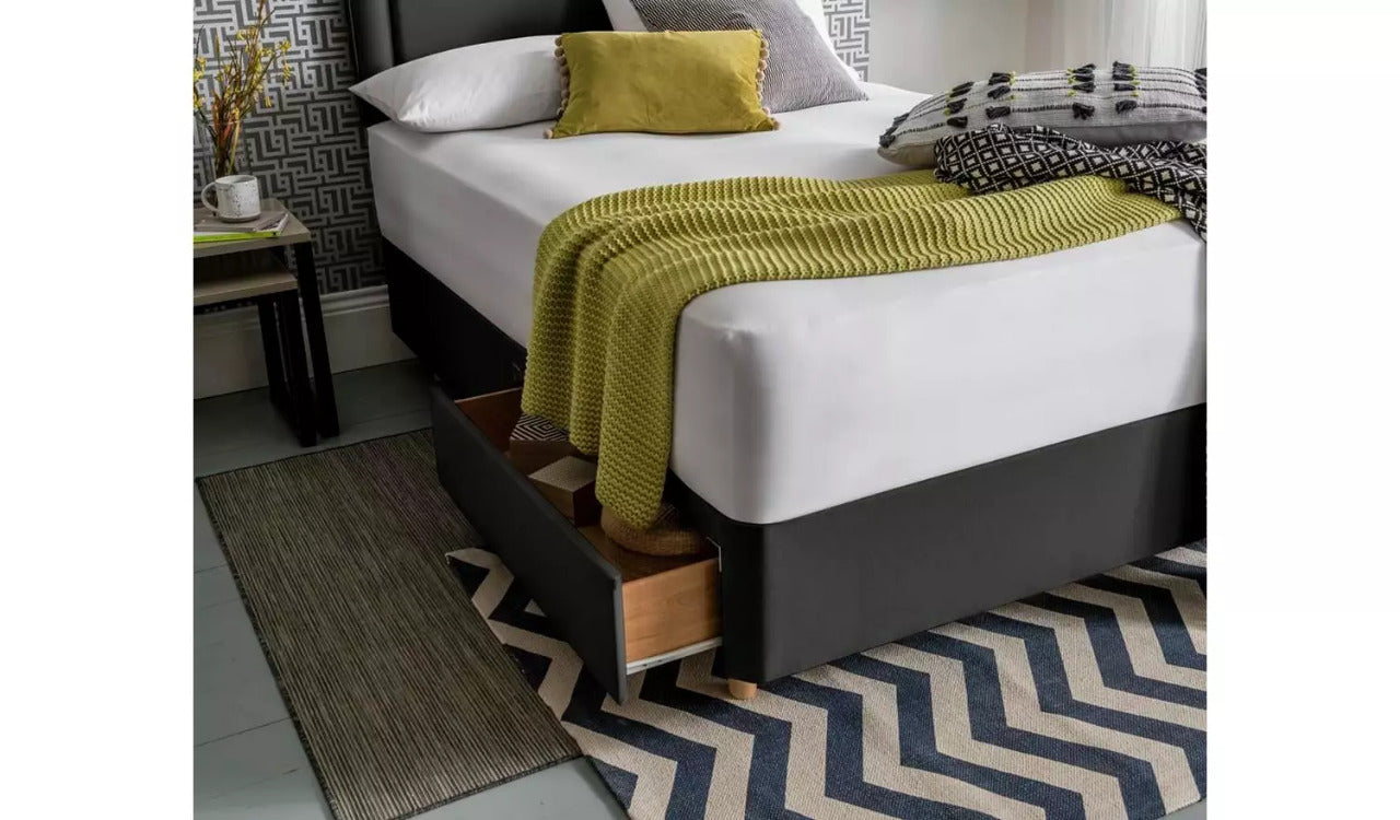 Double Bed: 2 Drawer Double Divan Bed With Storage Drawers
