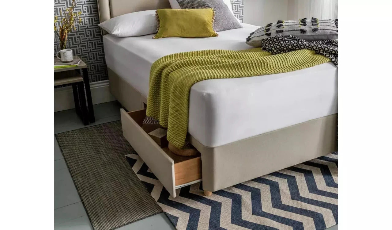 Double Bed: 2 Drawer Double Divan Bed With Storage Drawers