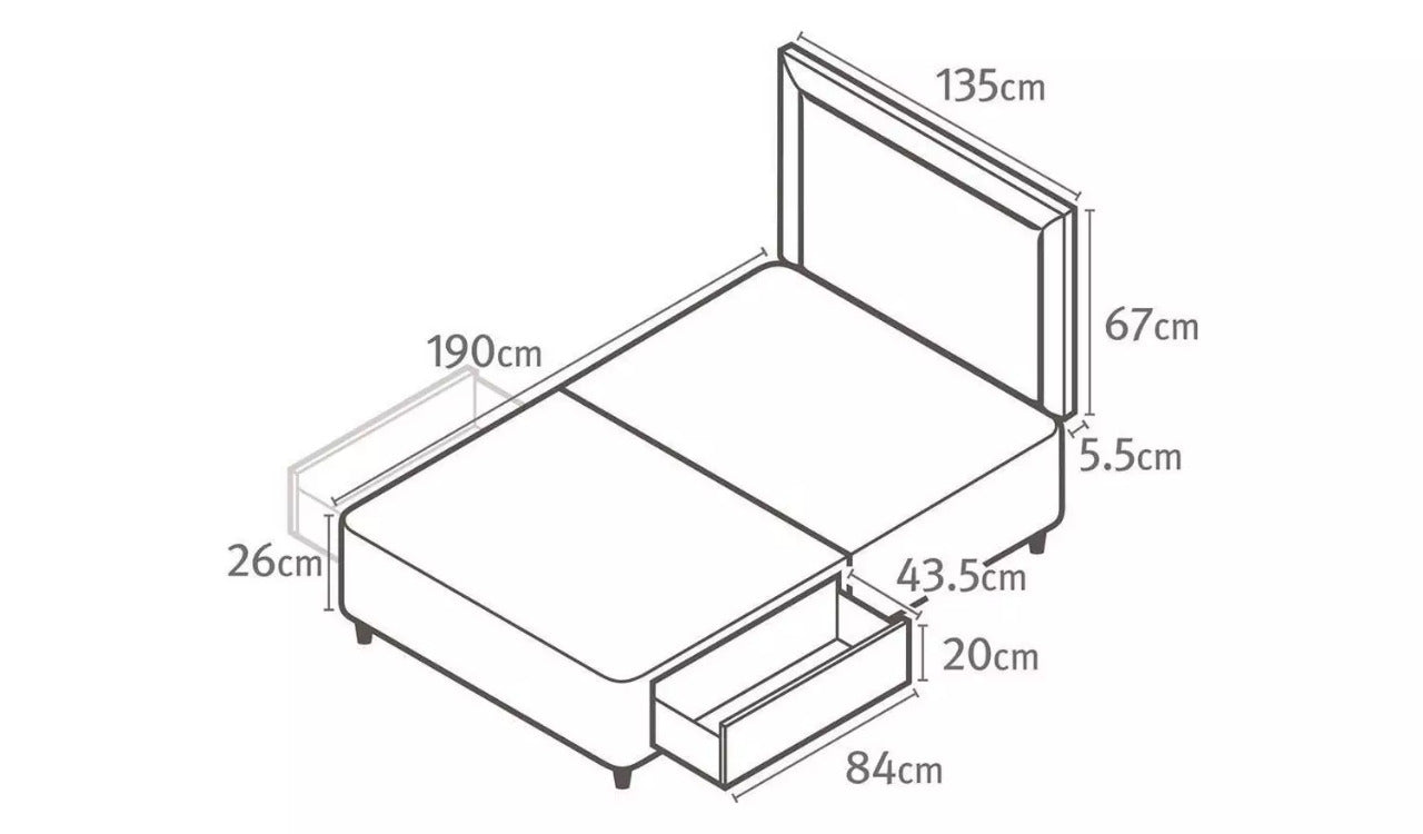 Double Bed: 2 Drawer Double Divan Bed With Storage Drawers