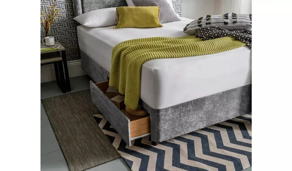 Double Bed: 2 Drawer Double Divan Bed With Storage Drawers