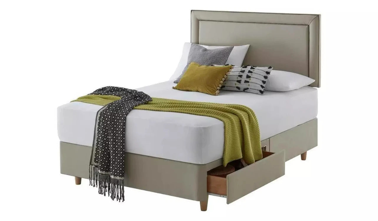 Double Bed: 2 Drawer Double Divan Bed With Storage Drawers