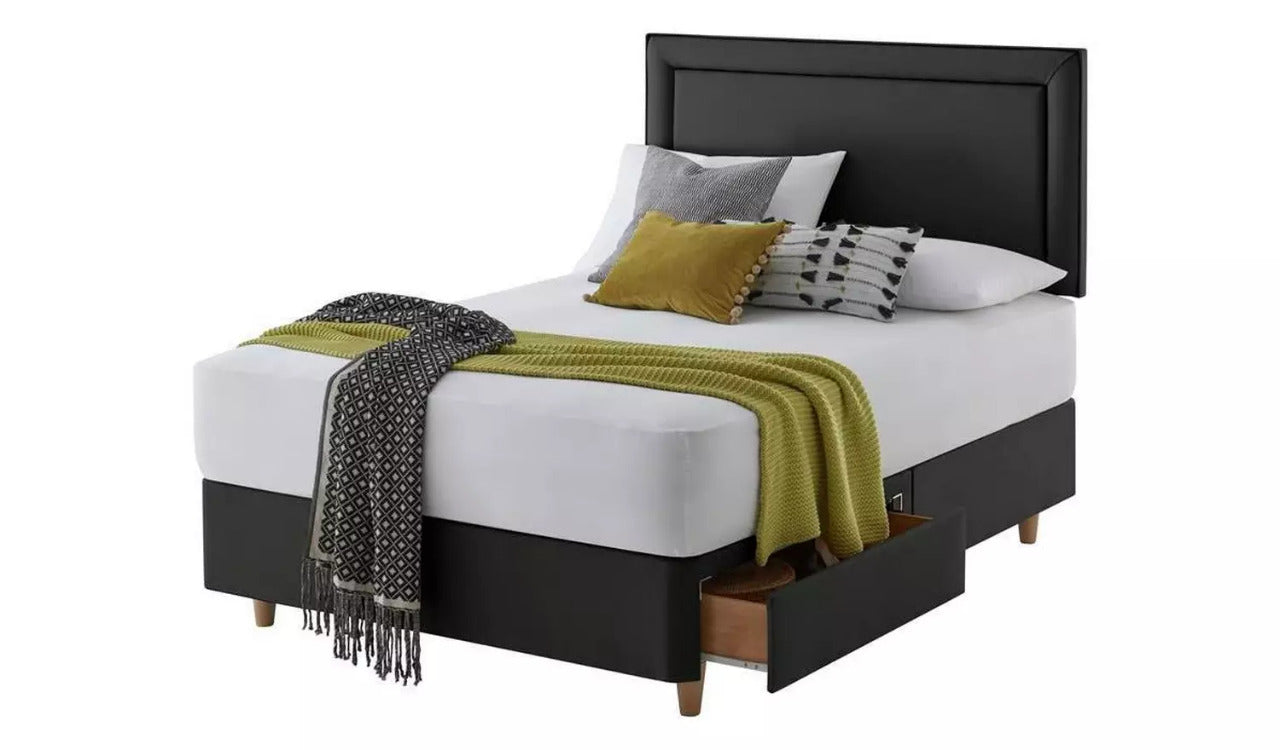 Double Bed: 2 Drawer Double Divan Bed With Storage Drawers