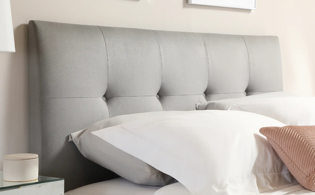 Double Bed: Covershine Grey Velvet Fabric Double Bed