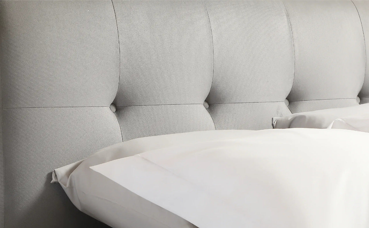 Double Bed: Covershine Grey Velvet Fabric Double Bed