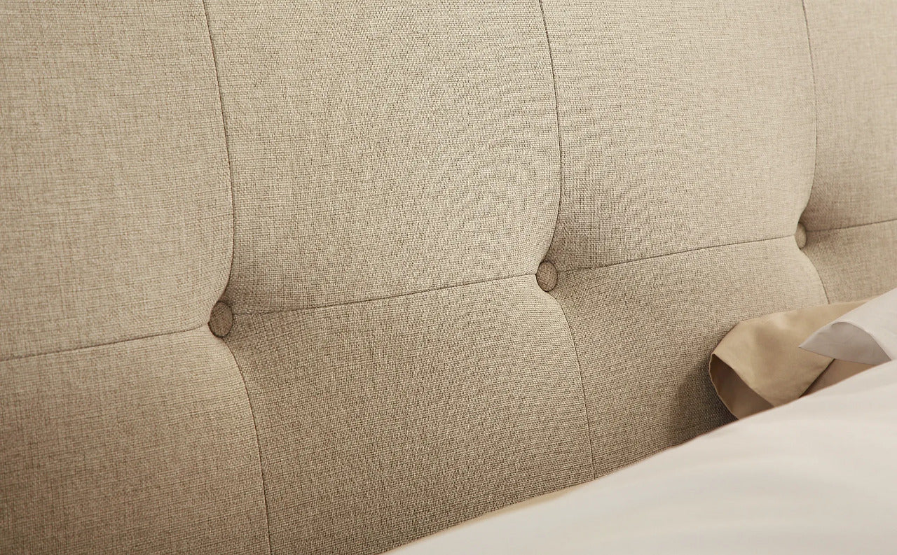 Double Bed: Covershine Oatmeal Fabric Double Bed