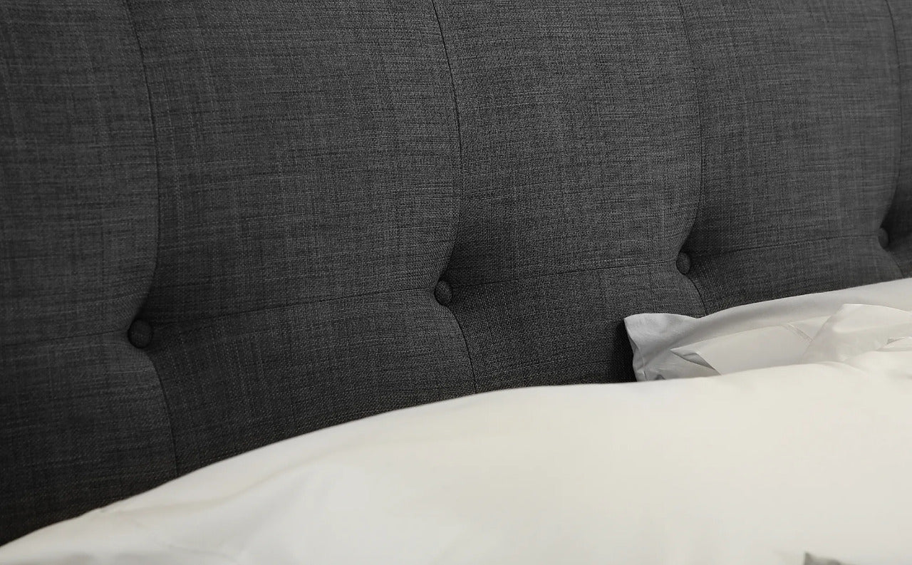 Double Bed: Covershine Slate Grey Fabric Double Bed