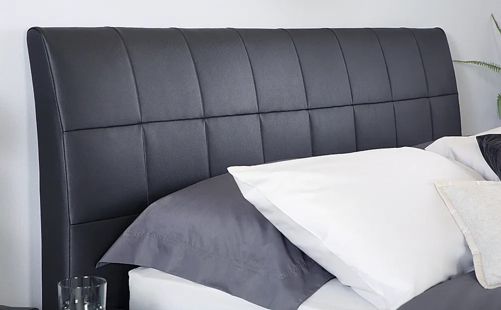 Double Bed: Dorato Black Leatherette Double Bed