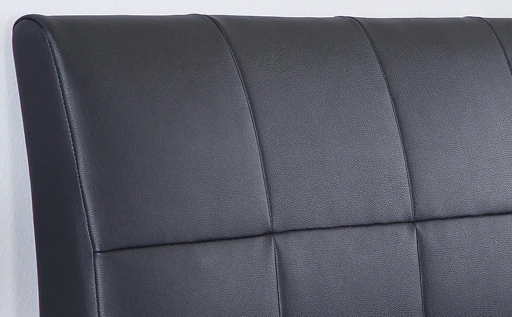 Double Bed: Dorato Black Leatherette Double Bed