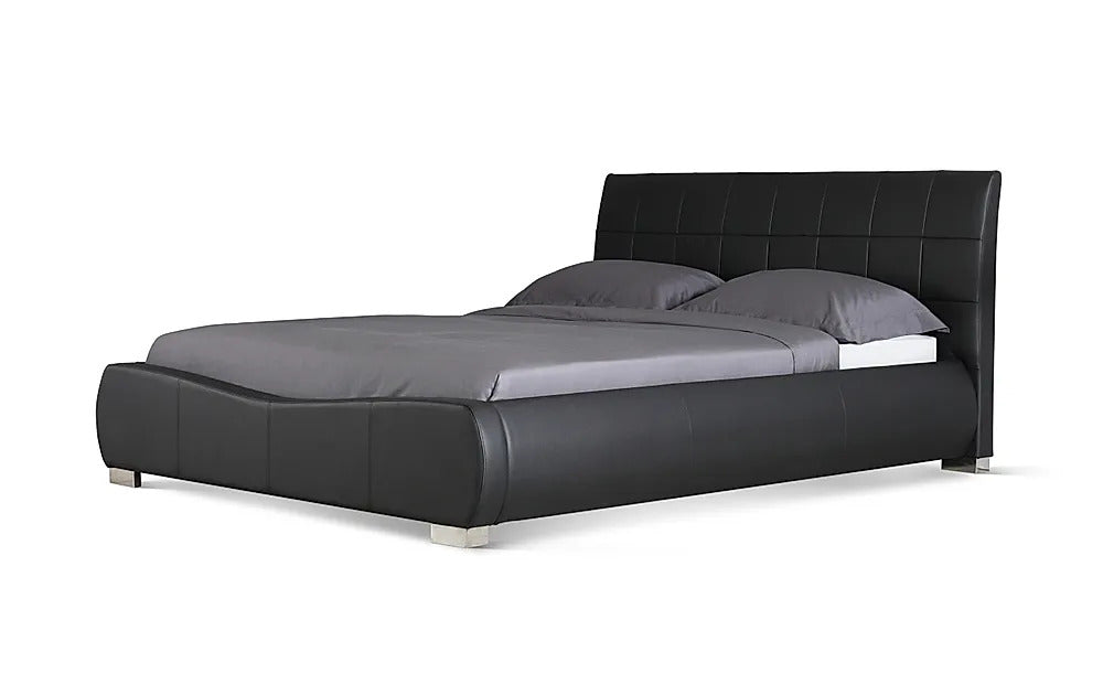 Double Bed: Dorato Black Leatherette Double Bed