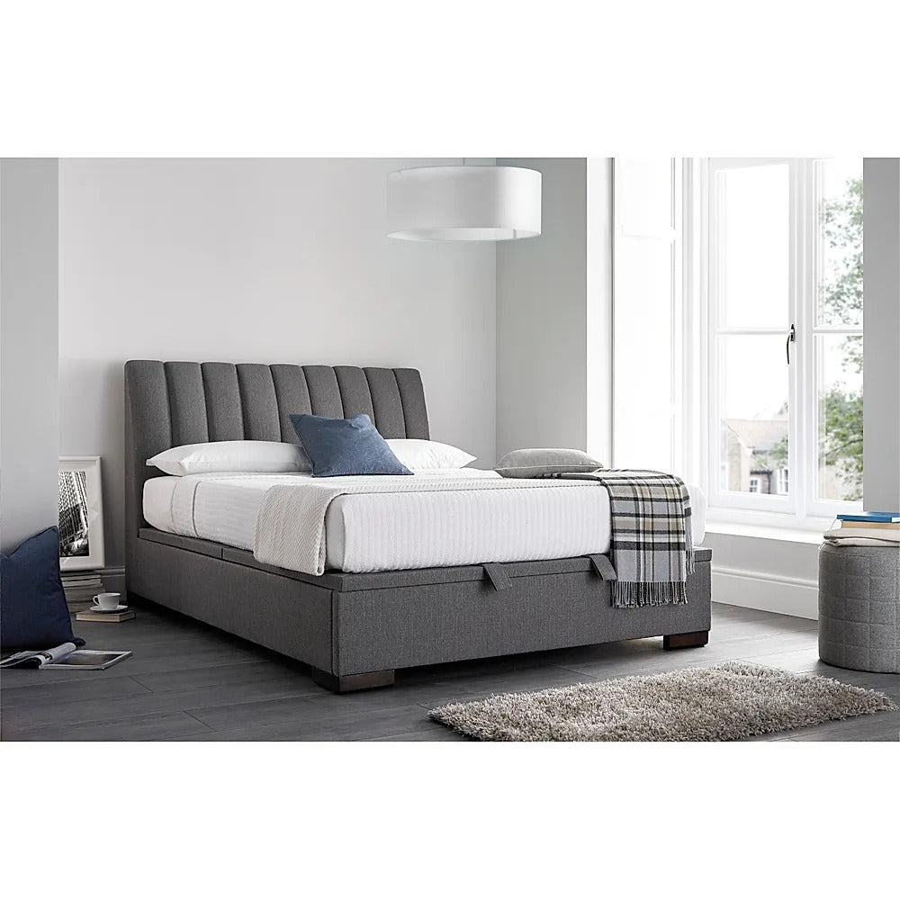 Double Bed: Grey Ottoman Double Bed