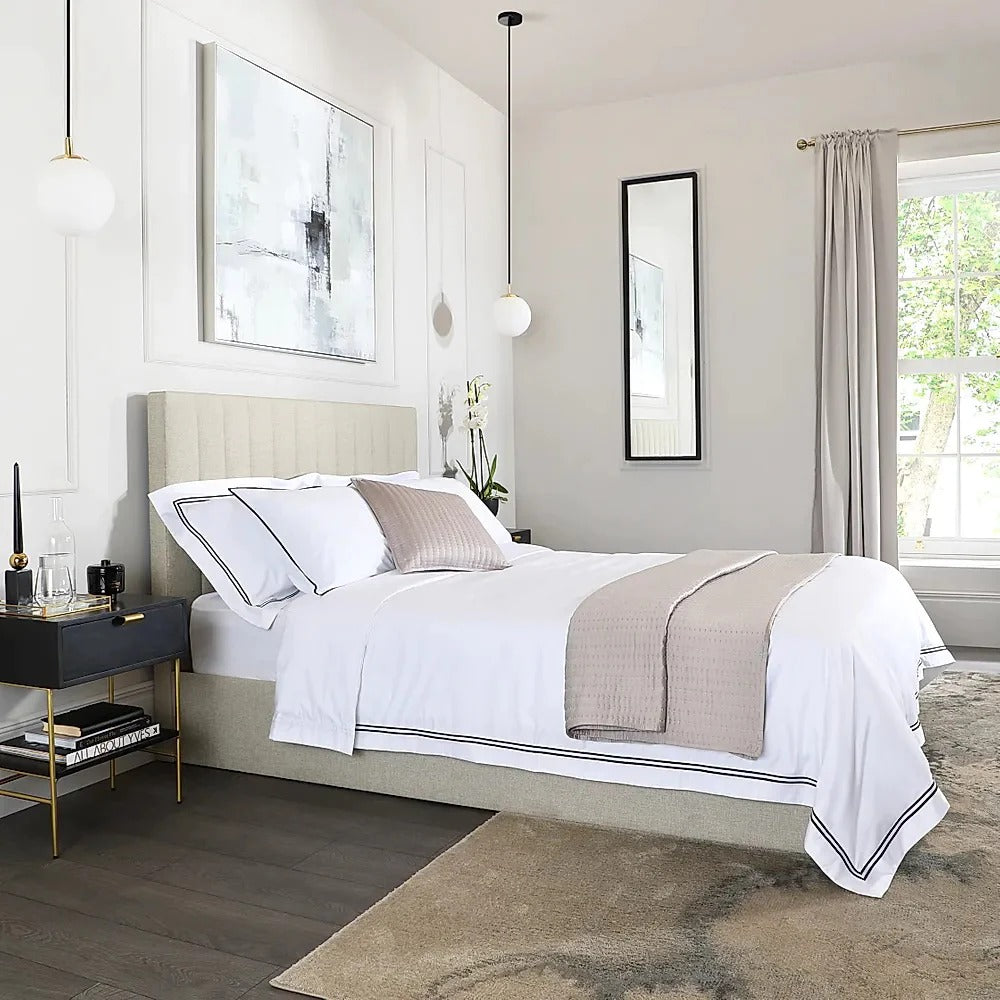 Double Bed: Grey Velvet Double Bed